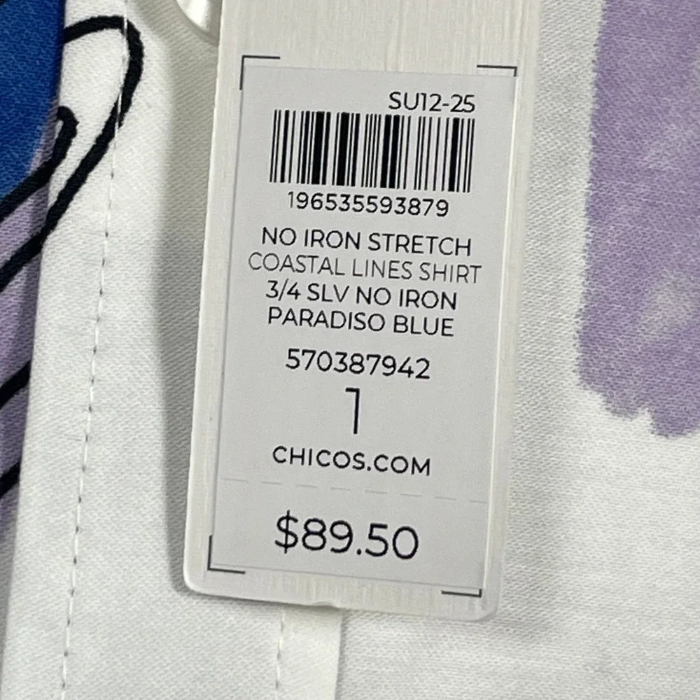 Chico's Floral Midi Dress Women Size Medium Blue‎ Purple Sleeveless Botanical